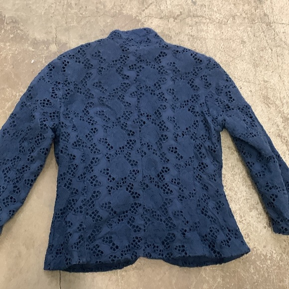 Sandro eyelet Women's Blue Lace Blazer - Picture 4 of 6